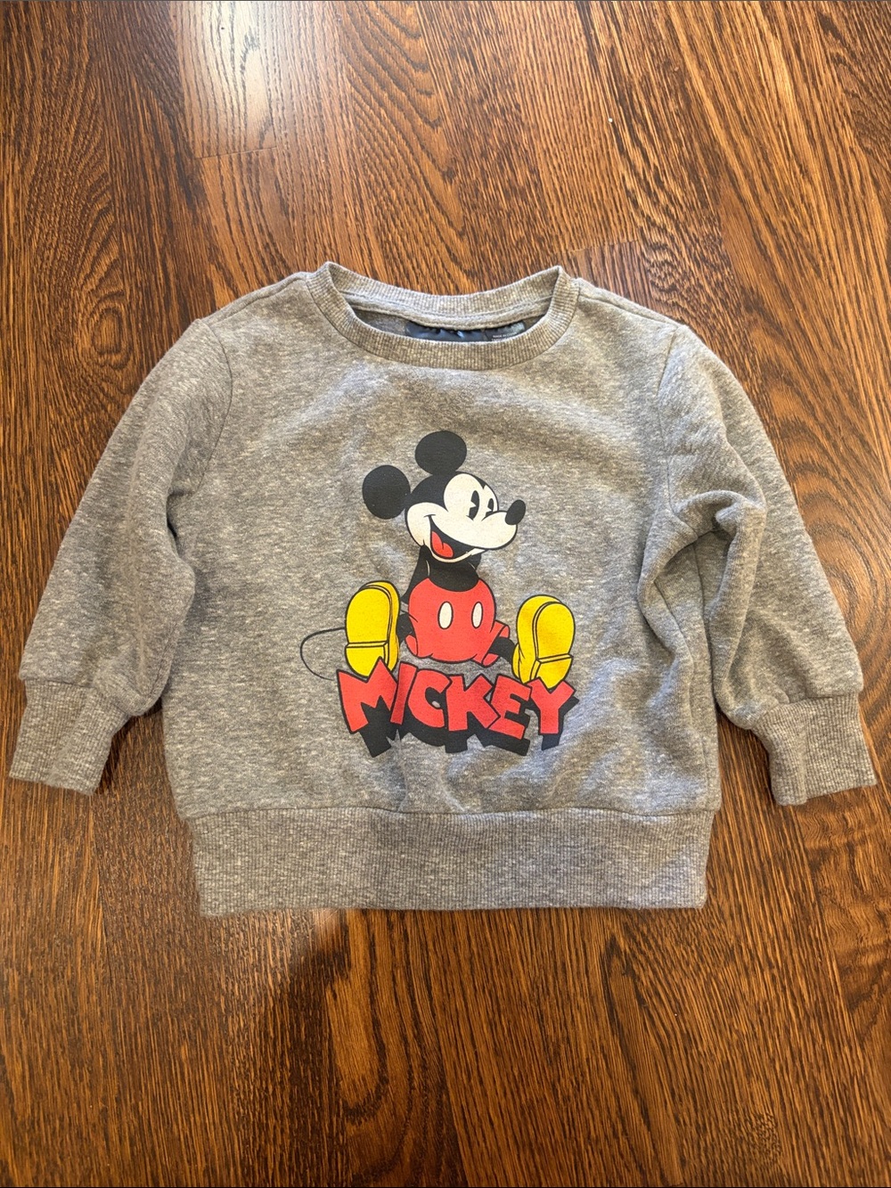 Disney Grey Mickey Mouse Sweatshirt with Red & Yellow Accents